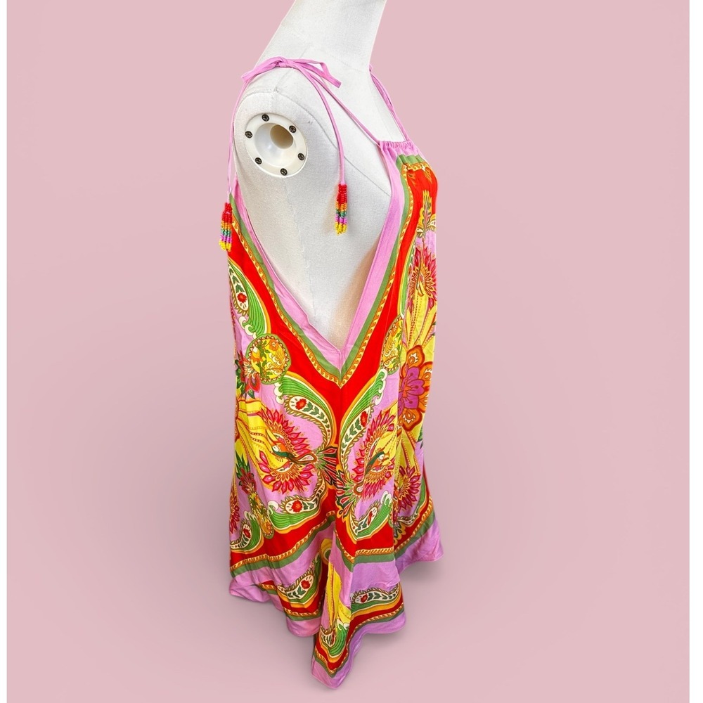 Farm Rio NWT SZ LGE Beach‎ Toucans Scarf Lenzing Ecovero viscose mini dress - Picture 8 of 16